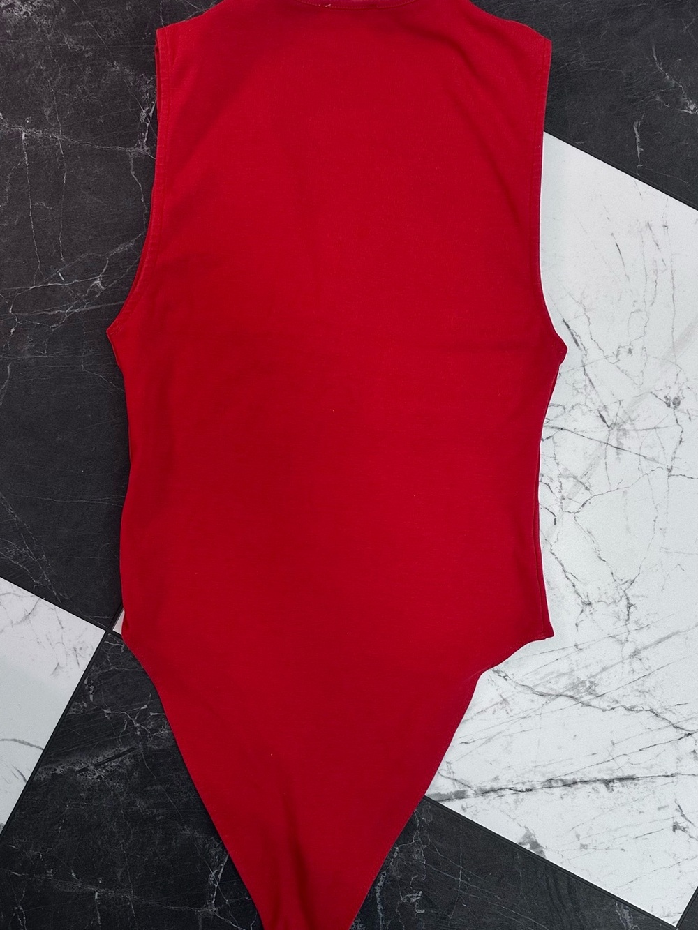 Zara Red Deep V Sleeveless Bodysuit - Picture 5 of 6